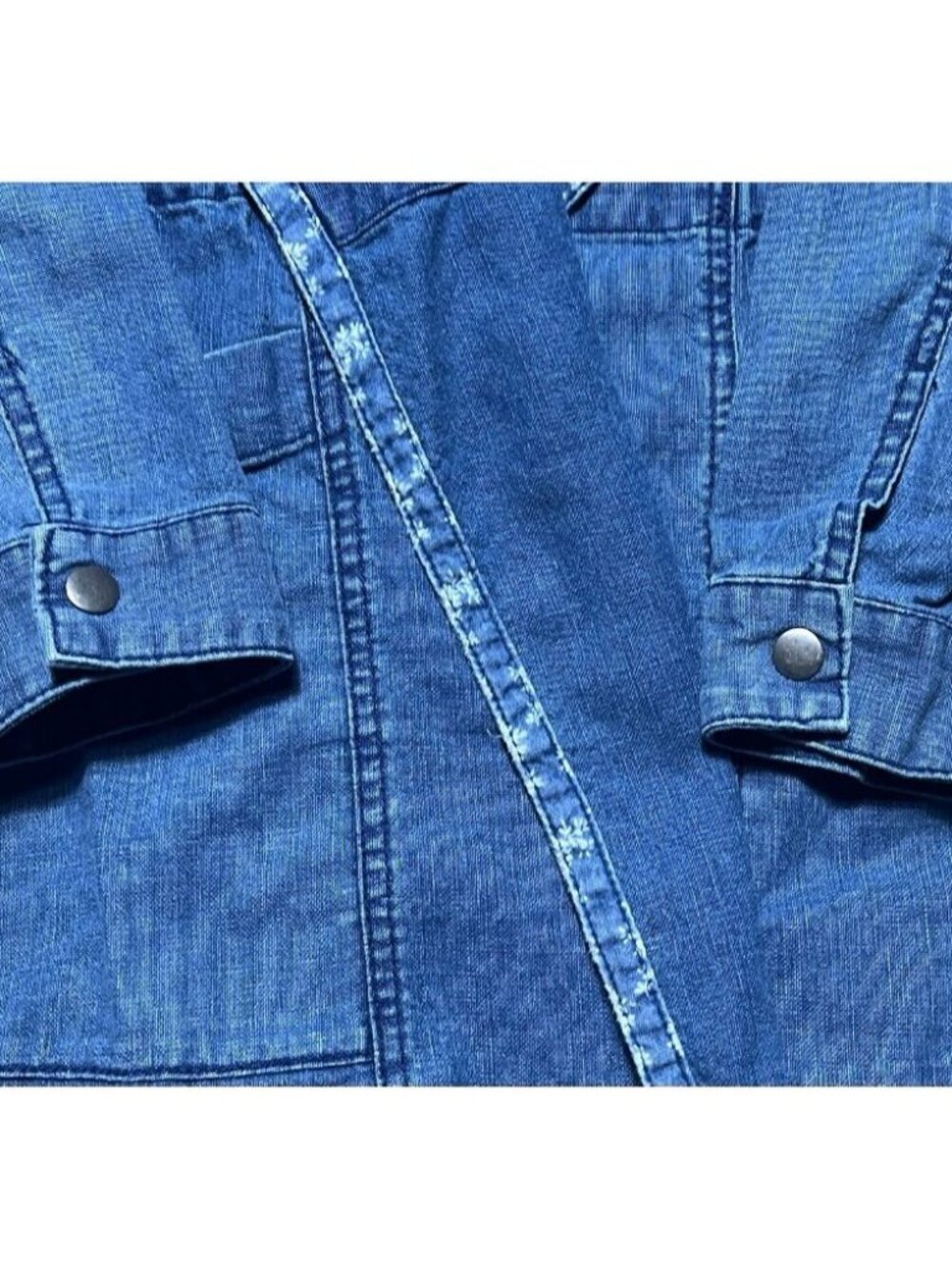 Hei Hei Anthropologie Open Front Linen Chambray Denim Jacket - Women Size XS - Picture 7 of 15